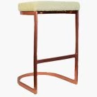 Layto Bar Stool Mink Boucle Fabric & Rose Gold Leg 65cm