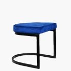 Layto Low Stool Blue Velvet & Black Leg 46cm