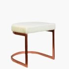 Layto Low Stool Cream Boucle Fabric & Rose Gold Leg 46cm