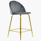 Leia Bar Stool Dark Grey Velvet & Gold Leg