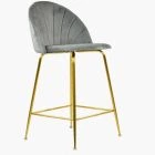 Leia Bar Stool Grey Velvet & Gold Leg