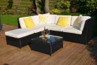Loret 5 Seater Garden Rattan Corner Sofa Set with Table Brown