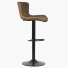 Lucia Bar Stool Antique Brown Leather & Black Base