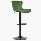 Lucia Bar Stool Vintage Green Leather & Black Base