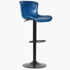 Lucia Bar Stool Blue Leather & Black Base
