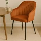 Lule Carver Dining Chair Burnt Orange Velvet & Black Legs