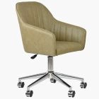 Lule Office Chair Cream Faux Leather & Chrome
