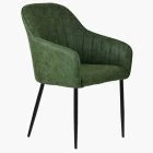Lule Carver Dining Chair Vintage Green Faux Leather & Black Legs