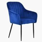 Lule Carver Dining Chair Blue Velvet & Black Legs