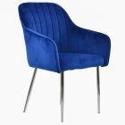 Lule Carver Dining Chair Blue Velvet & Chrome Legs
