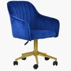 Lule Office Chair Blue Velvet & Gold