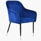 Lule Carver Dining Chair Blue Velvet & Black \ Silver Legs