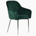 Lule Carver Dining Chair Green Velvet & Chrome Legs