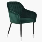Lule Carver Dining Chair Green Velvet & Black \ Silver Legs
