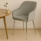 Lule Carver Dining Chair Grey Velvet & Chrome Legs
