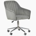 Lule Office Chair Grey Velvet & Chrome