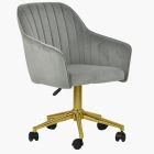 Lule Office Chair Grey Velvet & Gold