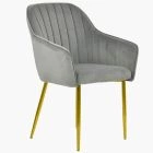 Lule Carver Dining Chair Grey Velvet & Gold Legs