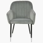 Lule Carver Dining Chair Grey Velvet & Black \ Silver Legs