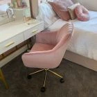 Lule Office Chair Pink Velvet & Gold