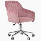Lule Office Chair Pink Velvet & Chrome