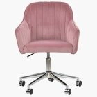 Lule Office Chair Pink Velvet & Chrome