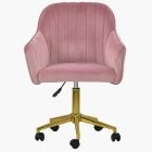 Lule Office Chair Pink Velvet & Gold