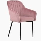 Lule Carver Dining Chair Pink Velvet & Black Legs