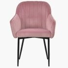 Lule Carver Dining Chair Pink Velvet & Black Legs