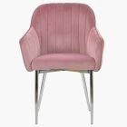 Lule Carver Dining Chair Pink Velvet & Chrome Legs