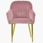 Lule Carver Dining Chair Pink Velvet & Gold Legs
