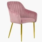 Lule Carver Dining Chair Pink Velvet & Gold Legs