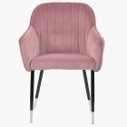 Lule Carver Dining Chair Pink Velvet & Black \ Silver Legs