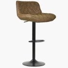 Lush Bar Stool Antique Brown Leather & Black Base