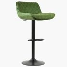 Lush Bar Stool Vintage Green Leather & Black Base