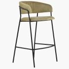 Mando Bar Stool Mink Velvet & Black Leg
