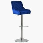 Manhattan Bar Stool Blue Velvet & Chrome Base