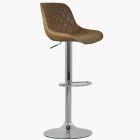 Mason Bar Stool Antique Brown Leather & Chrome Base
