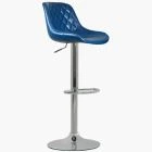 Mason Bar Stool Blue Leather & Chrome Base
