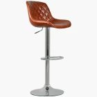 Mason Bar Stool Vintage Tan Brown Leather & Chrome Base