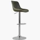 Mason Bar Stool Grey Leather & Chrome Base