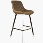 Matteo Bar Stool Antique Brown Leather & Chrome Leg 65cm