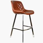 Matteo Bar Stool Vintage Tan Brown Leather & Chrome Leg 65cm