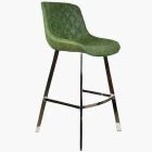 Matteo Bar Stool Vintage Green Leather & Chrome Leg 65cm