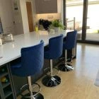 Maxwell Bar Stool Blue Velvet & Chrome Base
