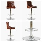 Maxwell Bar Stool Vintage Tan Brown Leather & Chrome Base