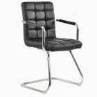 Miami Office Chair Black Faux Leather & Chrome Base
