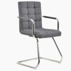 Miami Office Chair Grey Fabric & Chrome