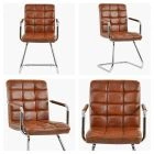 Miami Office Chair Vintage Brown Faux Leather & Chrome