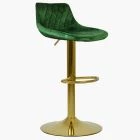 Modena Bar Stool Green Velvet & Gold Base